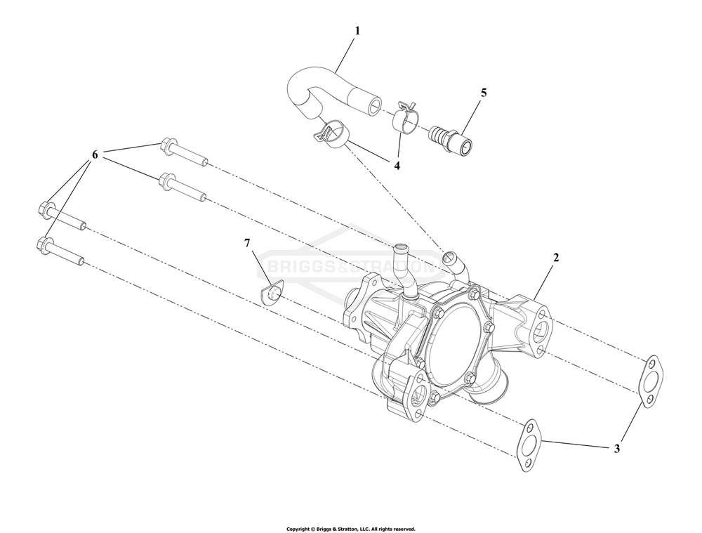 Engine Group - Water Pump Diagram and Parts List for 076650-02  Briggs and Stratton Generator